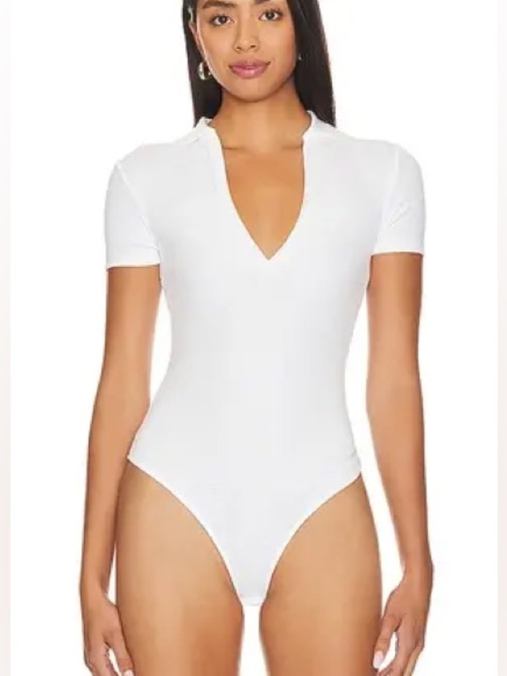Free People Intimately Serve Ribbed White Bodysuit Size S